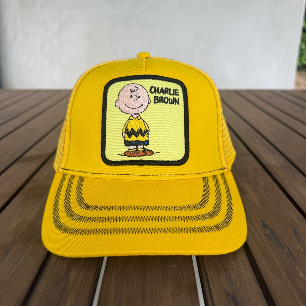 Peter Grimm‎ Peanuts Charlie Brown Trucker Hat Yellow Mesh Snapback New